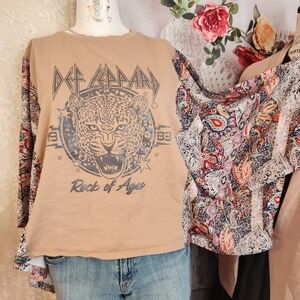 Def Leppard Graphic Tee and Paisley Top